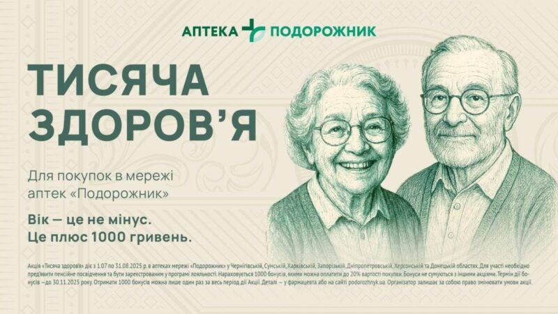 Грошова допомога для пенсіонерів від аптеки “Подорожник”: 1000 гривень на купівлю ліків