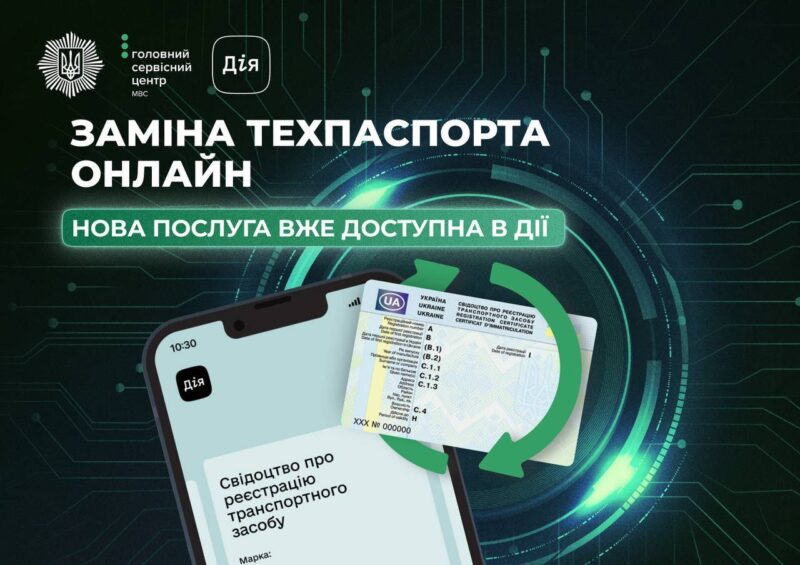 Заміна техпаспорта автомобіля тепер доступна в Дії!