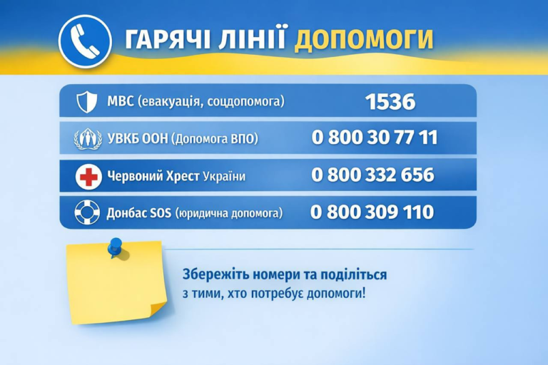 Гарячі лінії для переселенців та гуманітарної допомоги в Україні