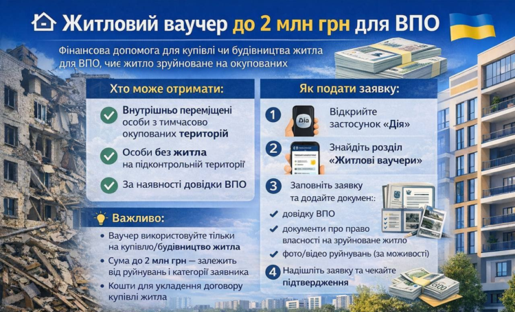 Житловий ваучер для ВПО: до 2 млн грн на нову оселю