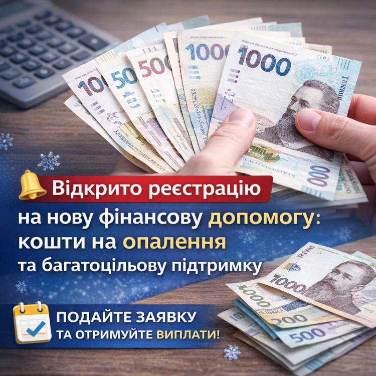 Відкрито реєстрацію на нову фінансову допомогу: кошти на опалення та багатоцільову підтримку