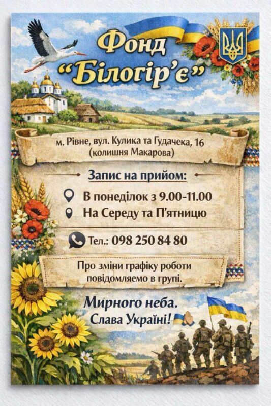 Гуманітарна допомога від Благодійний фонд «Білогір’є»: запис тільки по понеділках