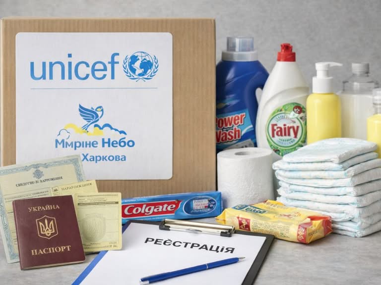 UNICEF та «Мирне Небо Харкова» відкрили реєстрацію на гігієнічні набори для родин із дітьми