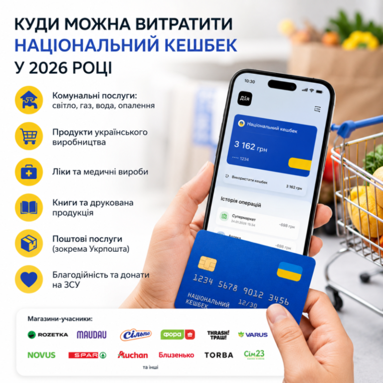 Куди можна витратити «Національний кешбек» у 2026 році?