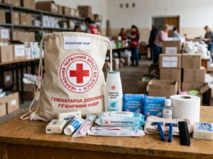 Видача наборів гігієни від Червоного Хреста