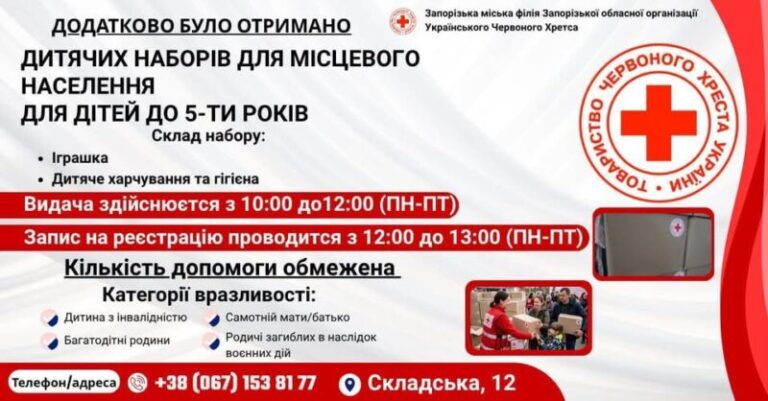 Дитяче харчування, гігієна та іграшки: Червоний Хрест видає гуманітарні набори для малечі