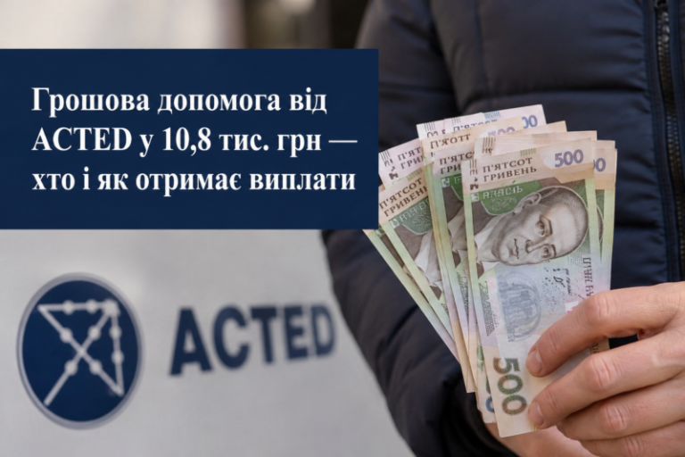 Грошова допомога від ACTED у 10,8 тис. грн — хто і як отримає виплати