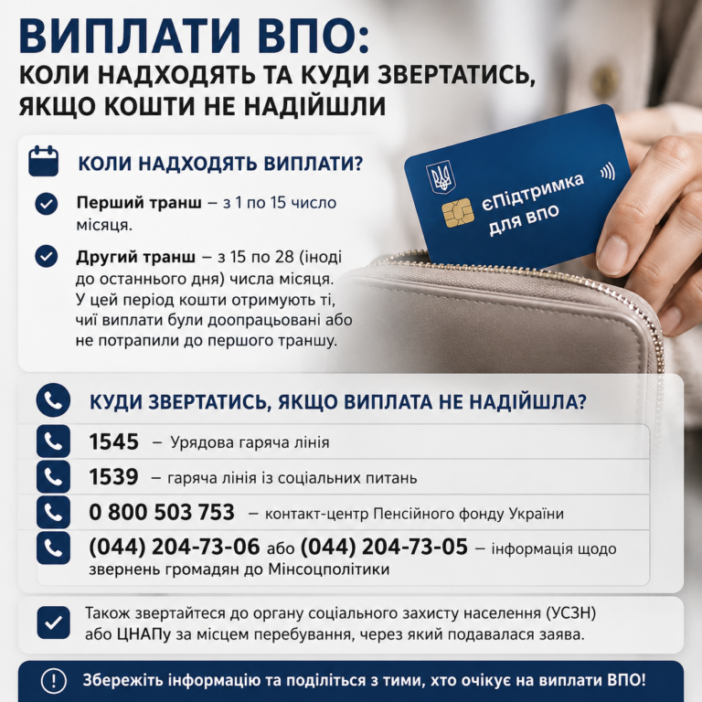Коли надходять виплати ВПО та куди звертатися, якщо кошти не надійшли