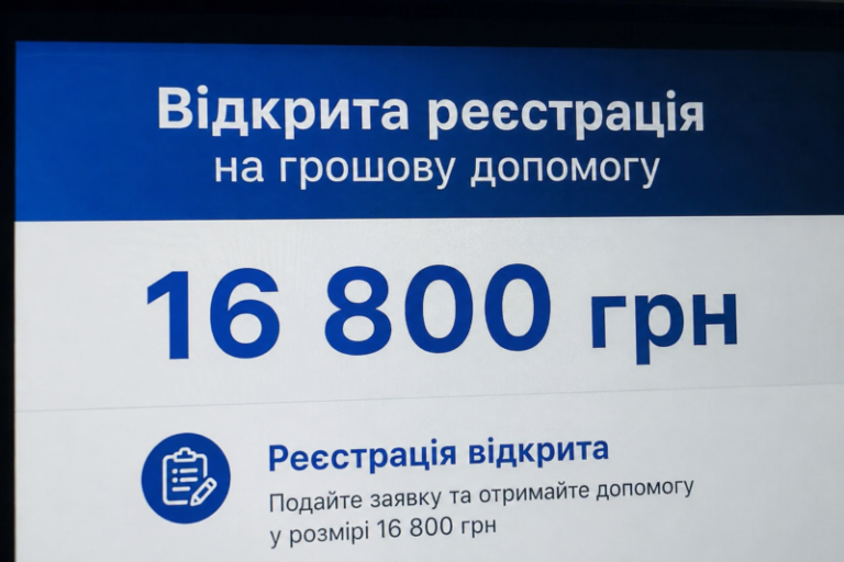 Відкрита реєстрація на грошову допомогу 16 800 грн