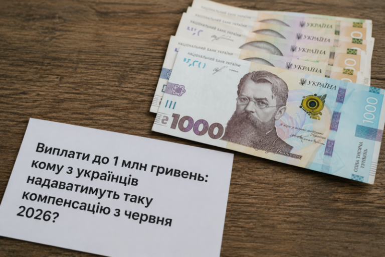 Виплати до 1 млн гривень: кому з українців надаватимуть таку компенсацію з червня 2026?