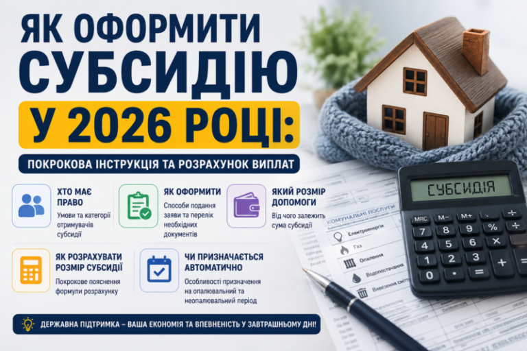 Як оформити субсидію у 2026 році: хто має право, який розмір допомоги та чи призначається вона автоматично