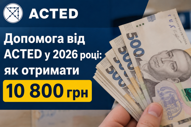 Допомога від ACTED у 2026 році: як отримати 10 800 грн