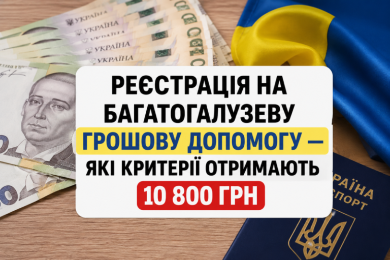 Реєстрація на Багатогалузеву грошову допомогу — які критерії отримають 10800 грн