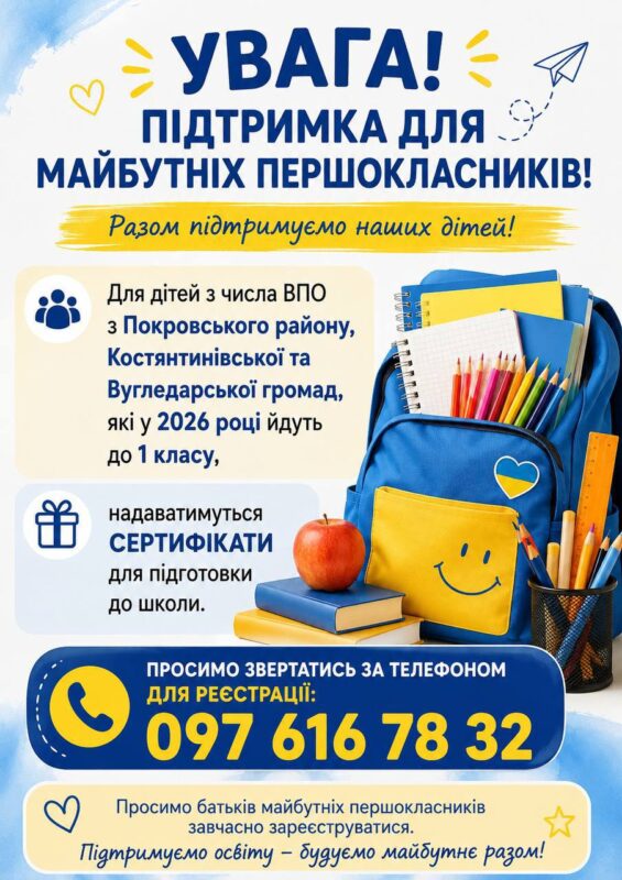 Допомога майбутнім першокласникам з числа ВПО: реєстрація на сертифікати