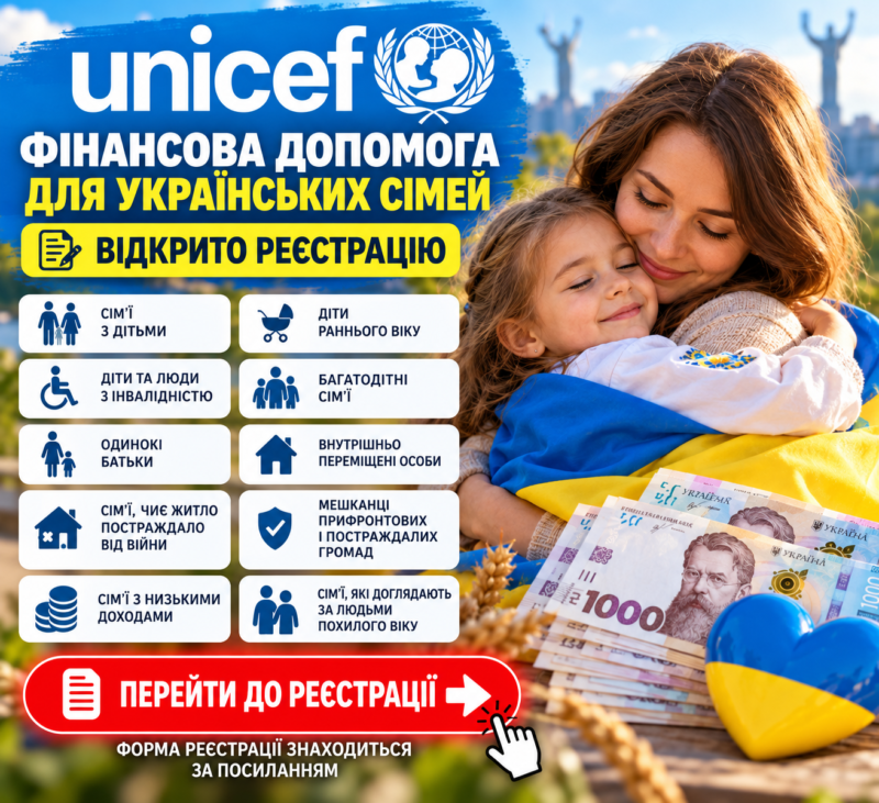 Фінансова допомога від юнісеф — перевірте можливість отримання
