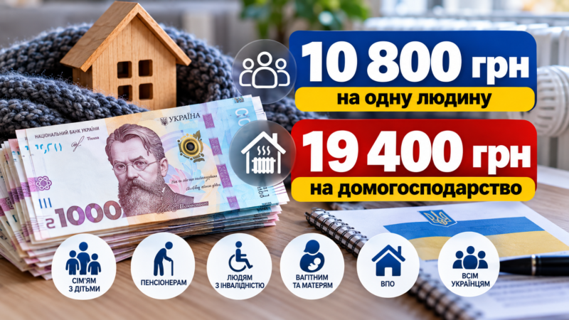 Українці можуть оформити грошову допомогу: 10 800 грн на людину та 19 400 грн на домогосподарство