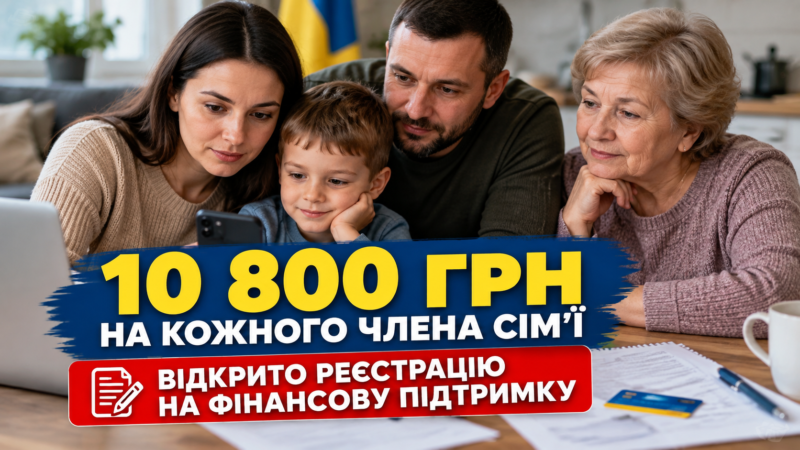 В Україні відкрито реєстрацію на фінансову допомогу — 10 800 грн на кожного члена сім’ї