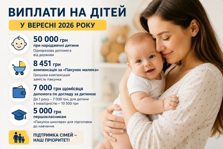Виплати на дітей у вересні 2026 року: які суми можуть отримати українські родини