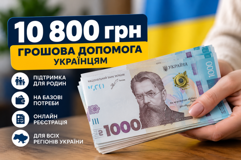 10 800 грн грошової допомоги українцям: хто може отримати виплату та як зареєструватися онлайн