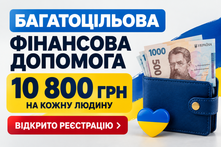 Багатоцільова фінансова допомога: 10 800 грн на кожну людину