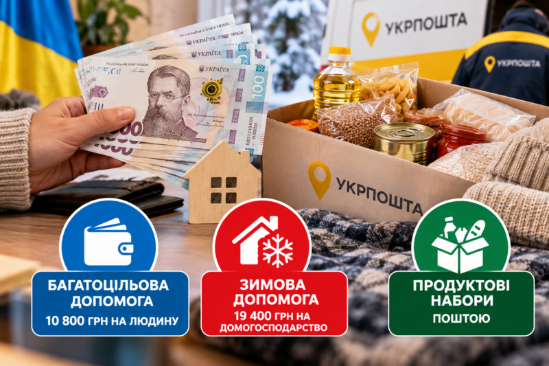 Допомога українцям: багатоцільові виплати, зимова підтримка та продуктові набори поштою