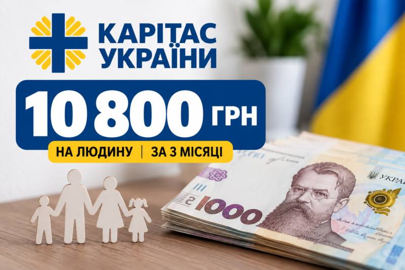 Грошова допомога 10 800 грн від БФ «Карітас України»: хто може претендувати на виплату та як подати заявку