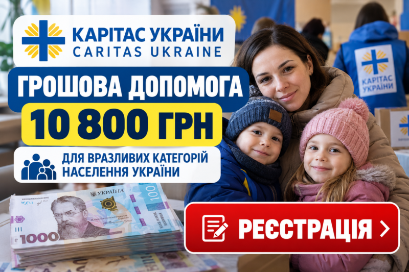 Грошова допомога 10 800 грн від Карітас України: хто може зареєструватися та як отримати виплату?