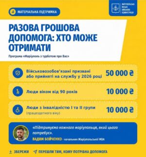 Грошова допомога за програмою «Маріуполь з турботою про вас». Як отримати?