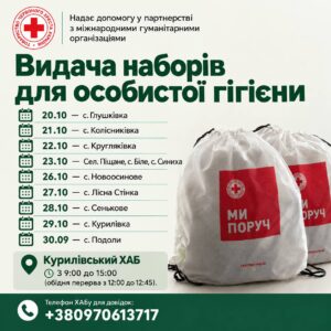 Видача гігієнічних наборів для жителів Курилівської громади у Харкові